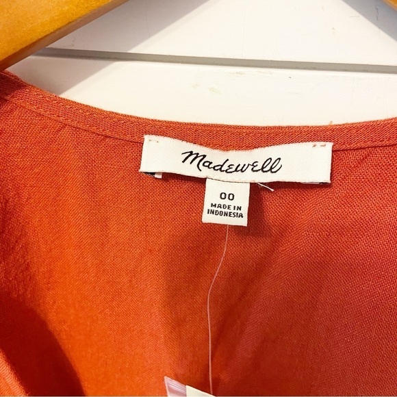 NWTs Madewell | Women’s Rust Orange Linen Blend Belted Jumpsuit Size 00 - Picture 5 of 10